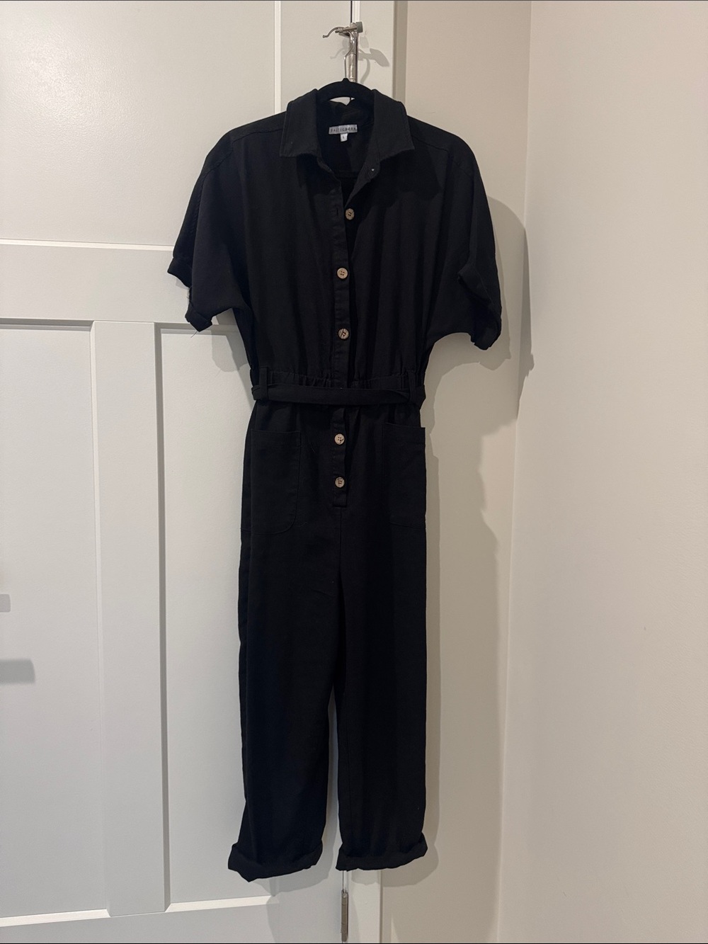 Baltic Born Black Short-Sleeve Button-Front Jumpsuit